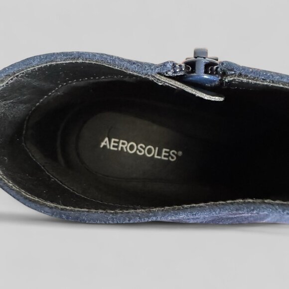 NIB Aerosoles Epigram Navy Blue Suede Ankle Boot Woman's sz11 Kitten Heel - Picture 10 of 11